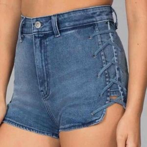 Carmar high waist laced up jean shorts